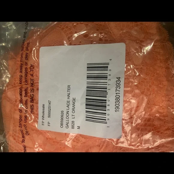 NWT Free People light orange galloon lace halter bra - Picture 5 of 7